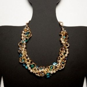 Gold and Pearl Multi & Beaded Woven Necklace